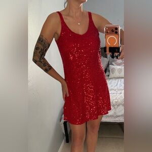 Trancylight Red Sequin Mini Dress Size M